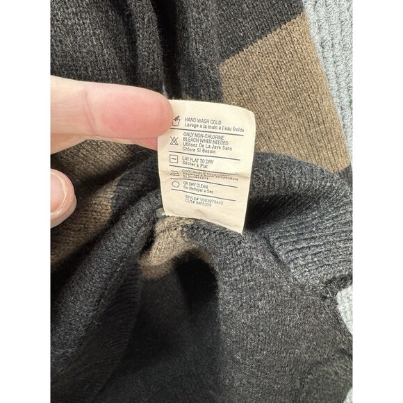 Vince Yak Wool Rugby Stripe Sweater Womens Small Gray Tan Relaxed Knit Top - Picture 6 of 10